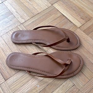 J. Crew brown leather flip flops size 8